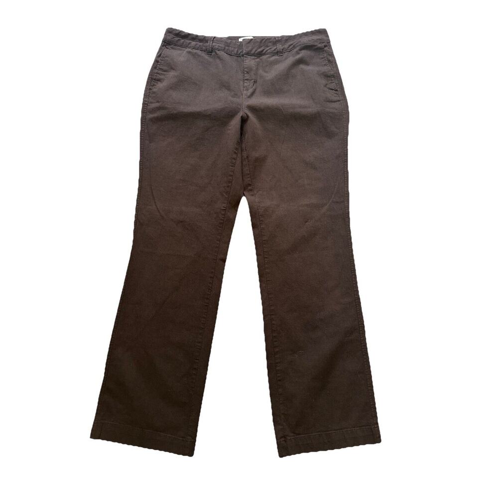 Coldwater Creek Size 18 Long Brown Flat Front Natural Fit Dress Pants w/Stretch